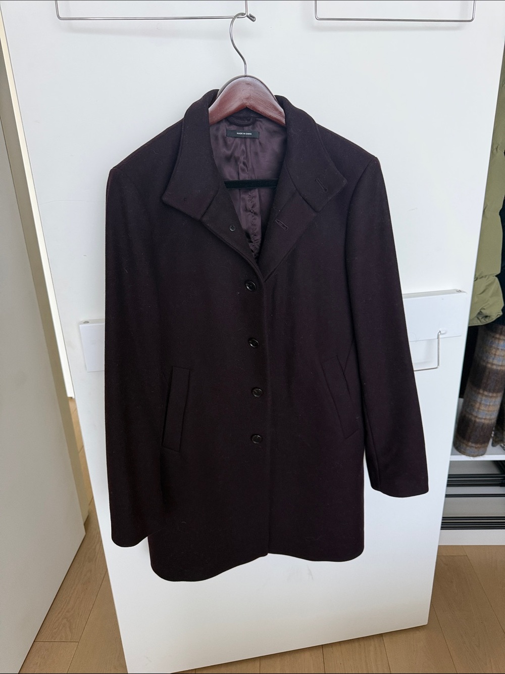 Club Monaco Men’s Pea Coat in Dark Burgundy